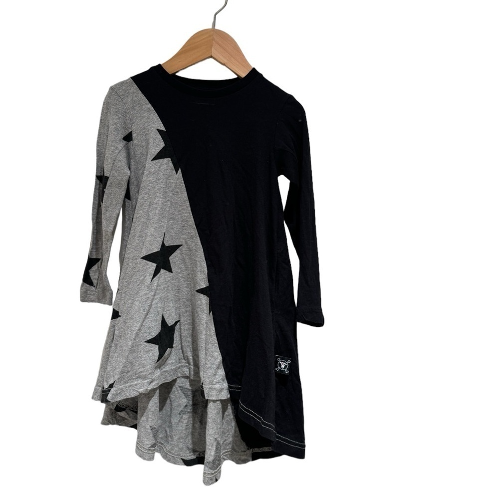 NUNUNU black & grey colourblock stars 360 dress - size 2-3